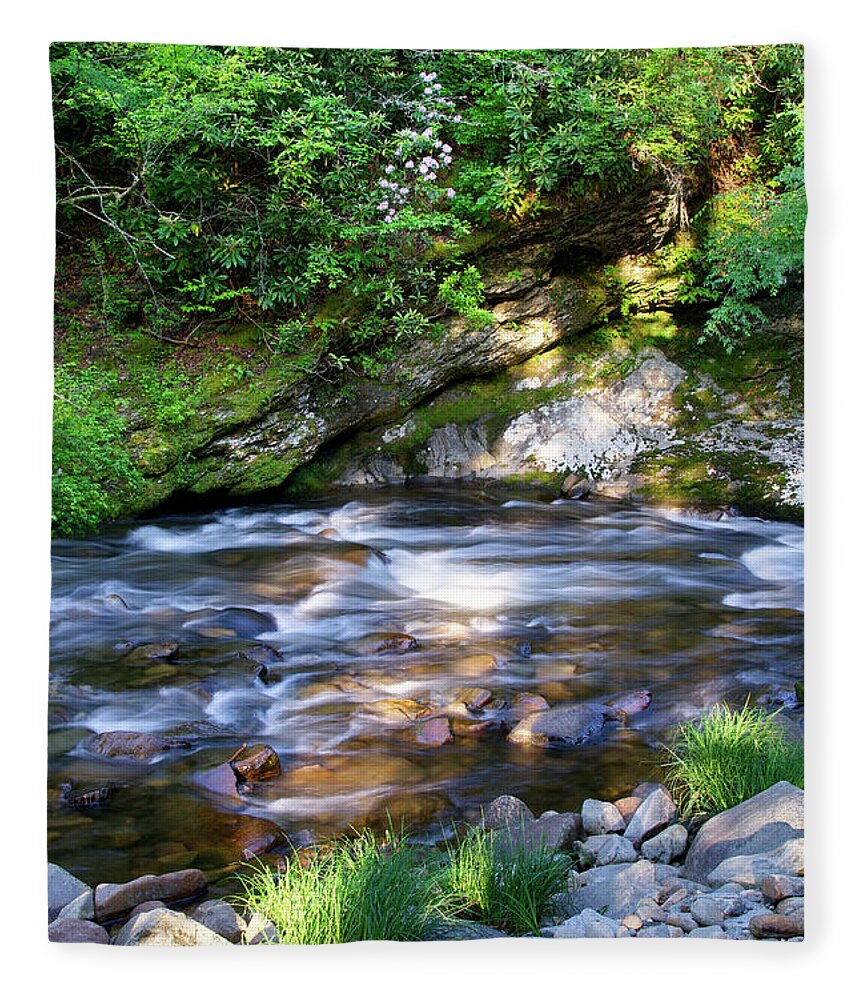 Smoky Mountains Fleece Blanket featuring the photograph Cascades On Little River 5 by Phil Perkins