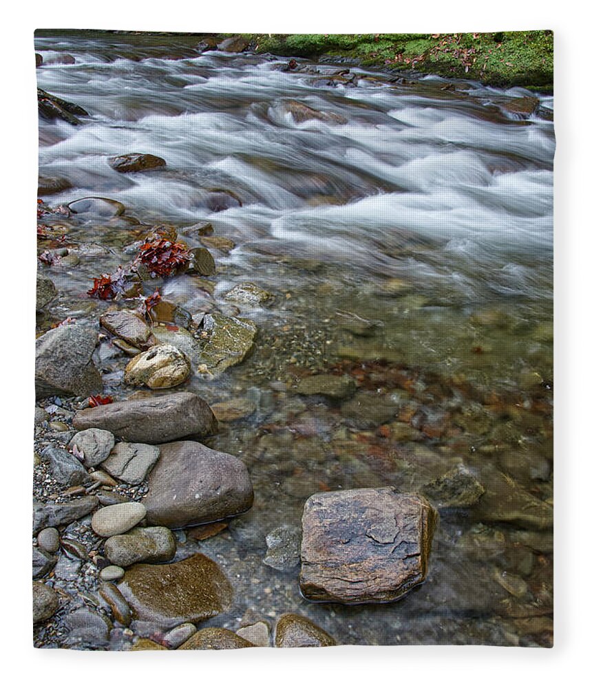 Cascades Fleece Blanket featuring the photograph Cascades On Little River 9 by Phil Perkins