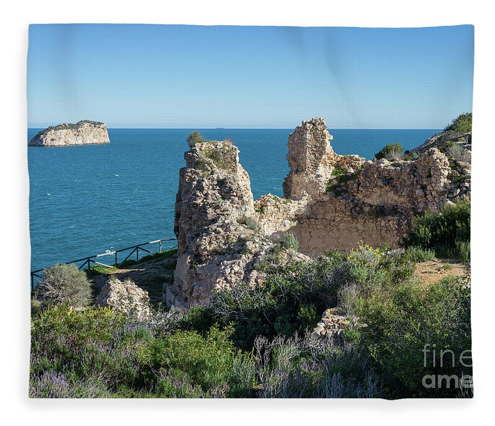 Ruins Fleece Blanket featuring the photograph Castillo de la Granadella by Adriana Mueller