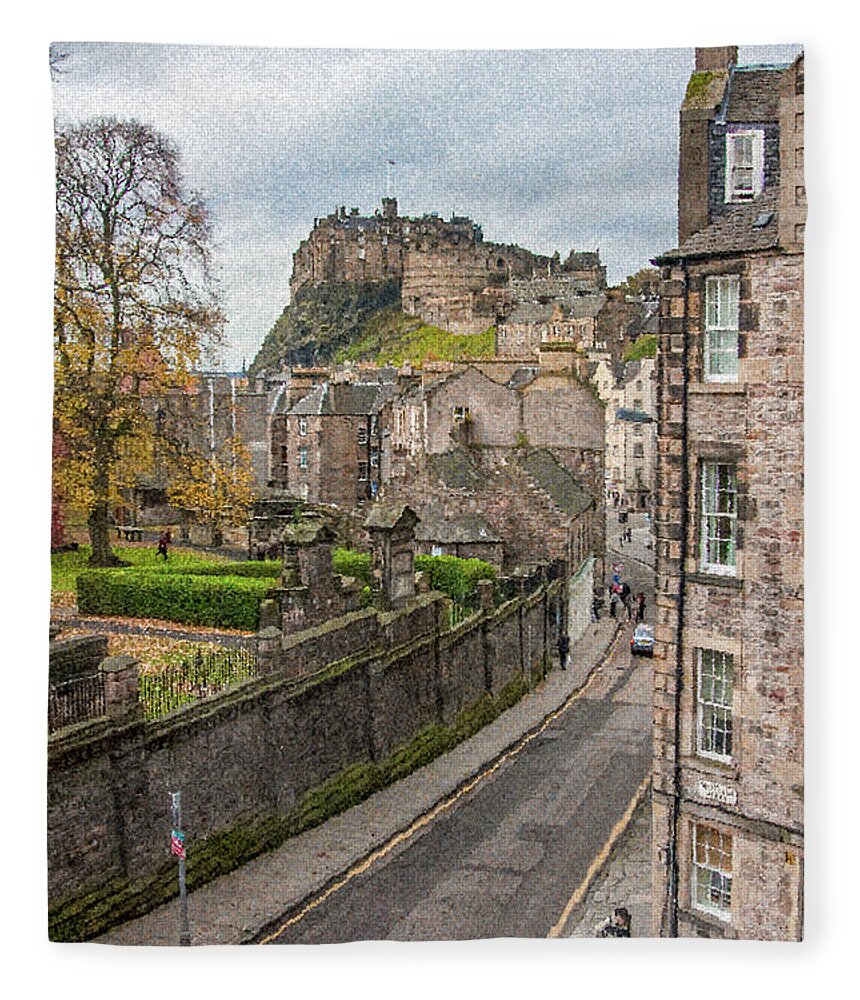 Castle Of Edinburgh Fleece Blanket featuring the digital art Castle of Edinburgh by SnapHappy Photos