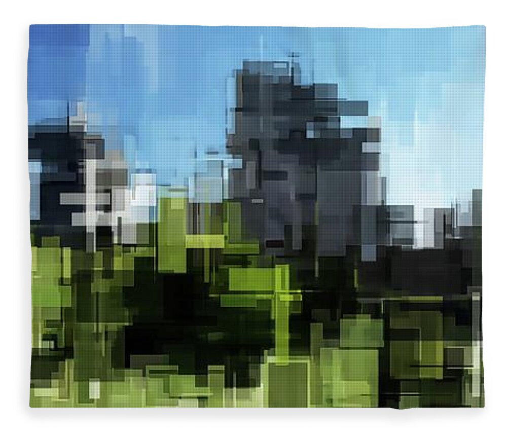 Digital Fleece Blanket featuring the digital art Castrum moderne by Karine GADRE