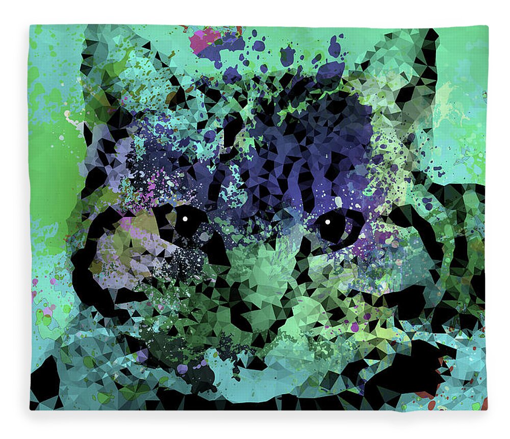 Cat Fleece Blanket featuring the digital art Cat 655 by Lucie Dumas