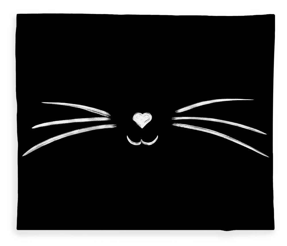 Cat Fleece Blanket featuring the drawing Cat whiskers by Delphimages Photo Creations