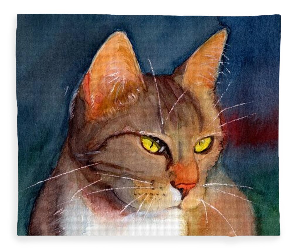 Cat Fleece Blanket featuring the painting Cat Whiskers by Vicki B Littell
