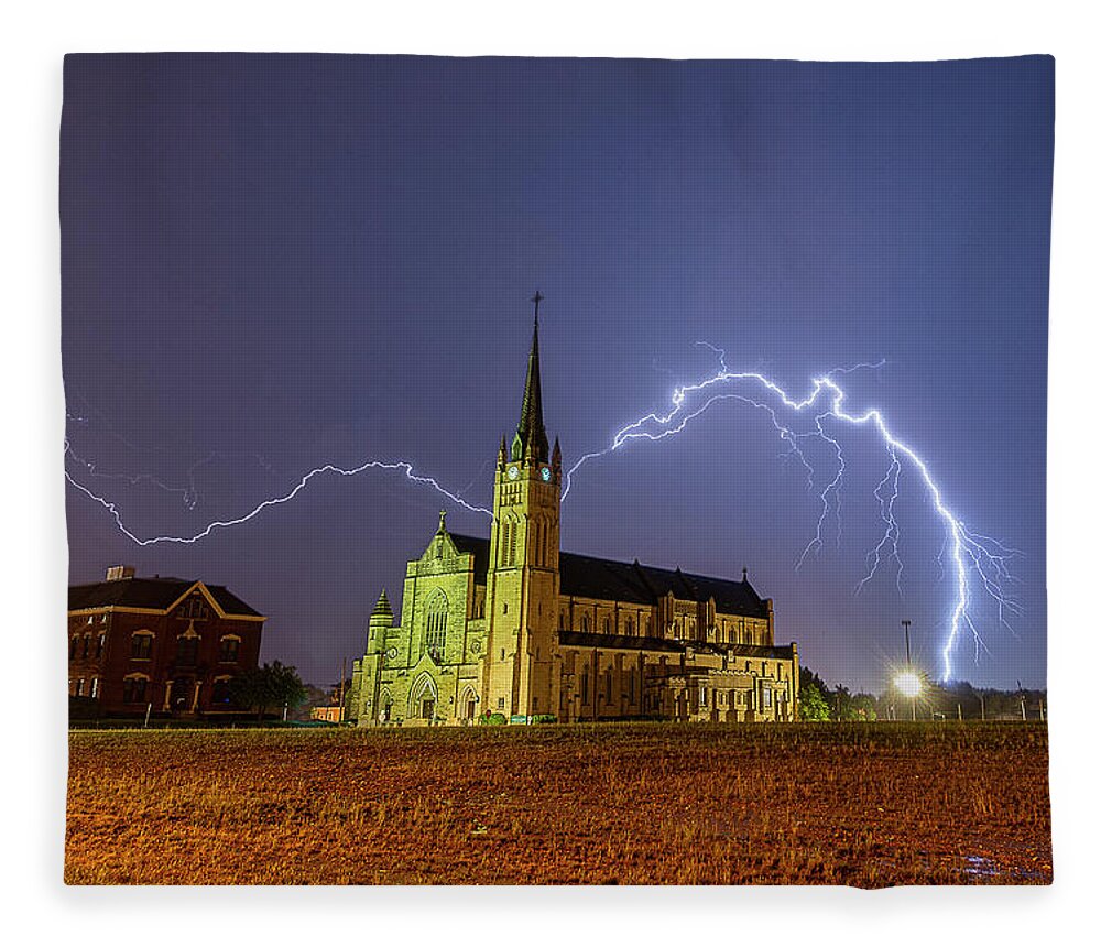 Church Fleece Blanket featuring the photograph Cathedral Lightning by Marcus Hustedde
