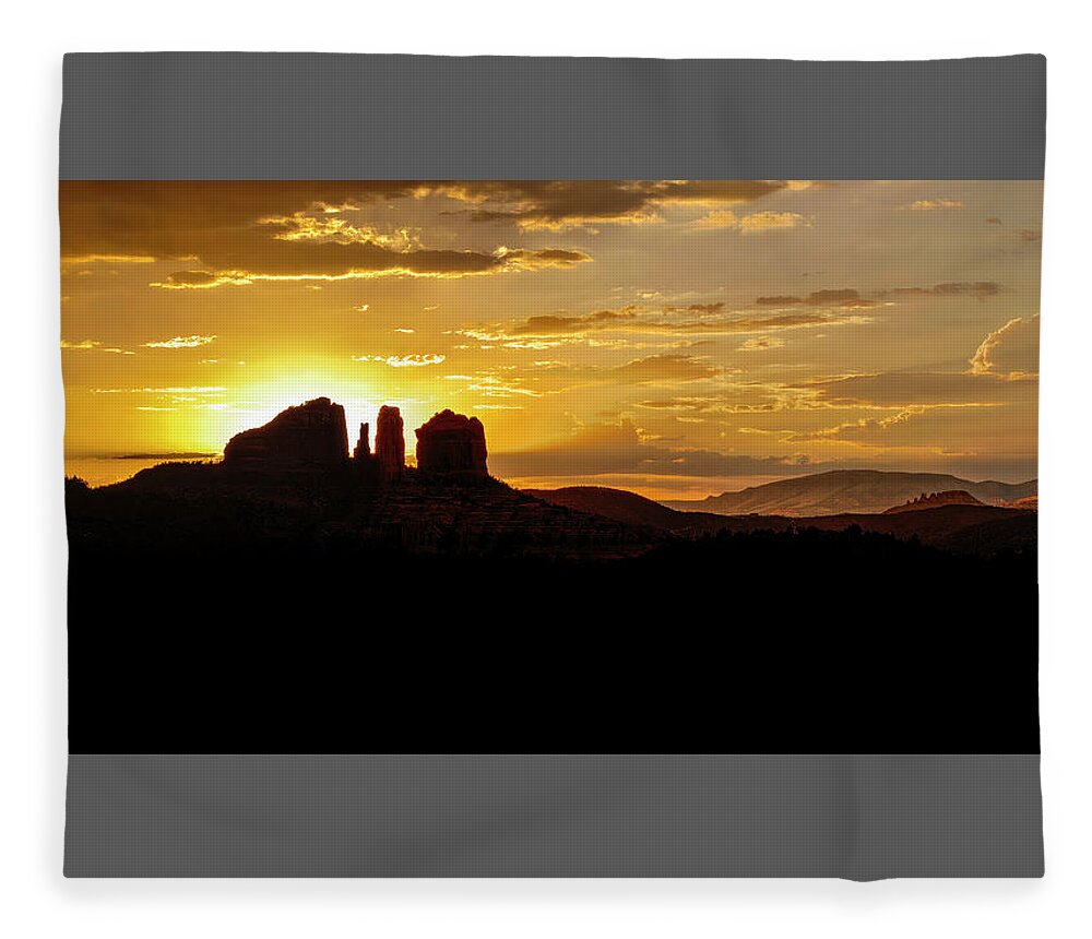 Cathedral Rock Fleece Blanket featuring the photograph Cathedral Rock at Sunset by Al Judge