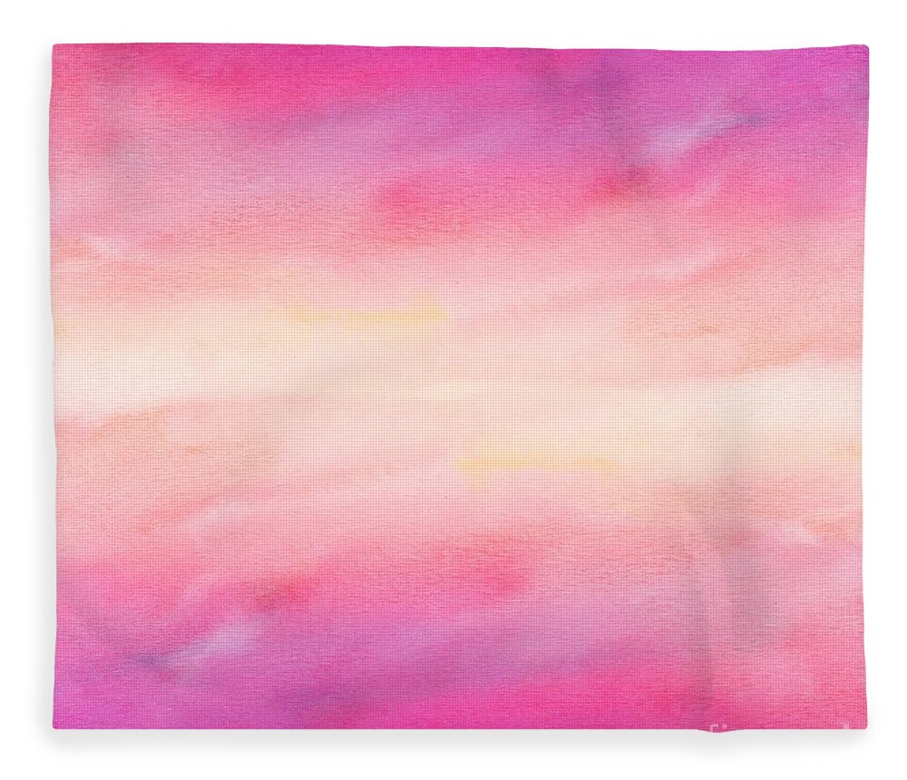 Watercolor Fleece Blanket featuring the digital art Cavani - Artistic Colorful Abstract Pink Watercolor Painting Digital Art by Sambel Pedes