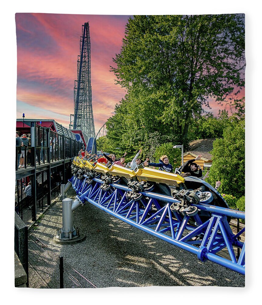 Cedar Point Fleece Blanket featuring the photograph Cedar Point Sandusky Ohio 2022 Millennium Force by Dave Morgan