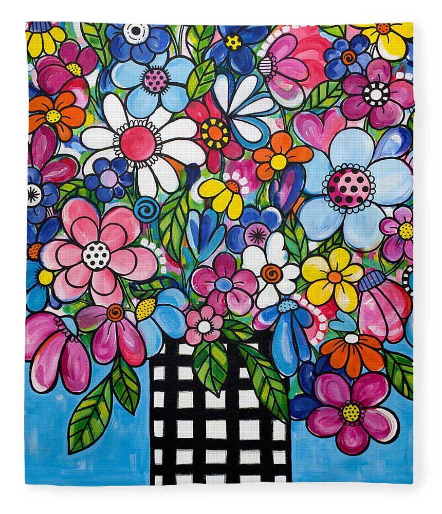 Bouquet Fleece Blanket featuring the painting Celebration in a Vase by Beth Ann Scott