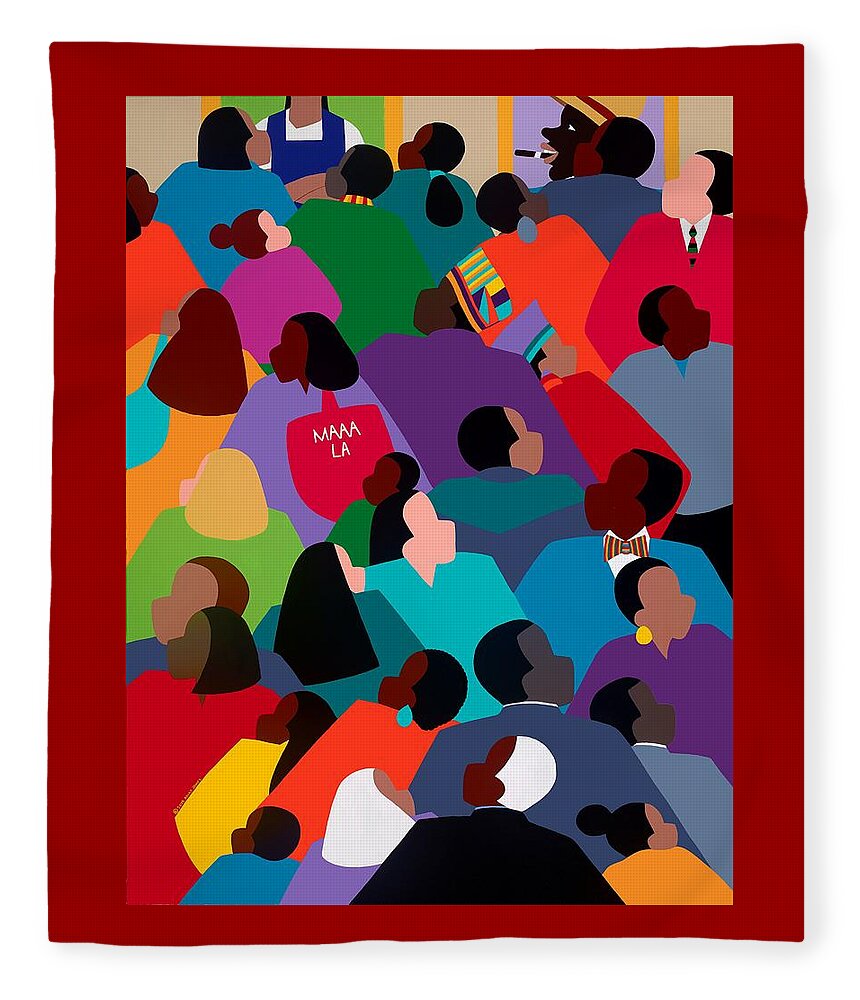 African American Fleece Blanket featuring the painting Celebration MAAA-LA by Synthia SAINT JAMES