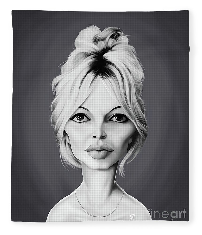 Illustration Fleece Blanket featuring the digital art Celebrity Sunday - Brigette Bardot by Rob Snow