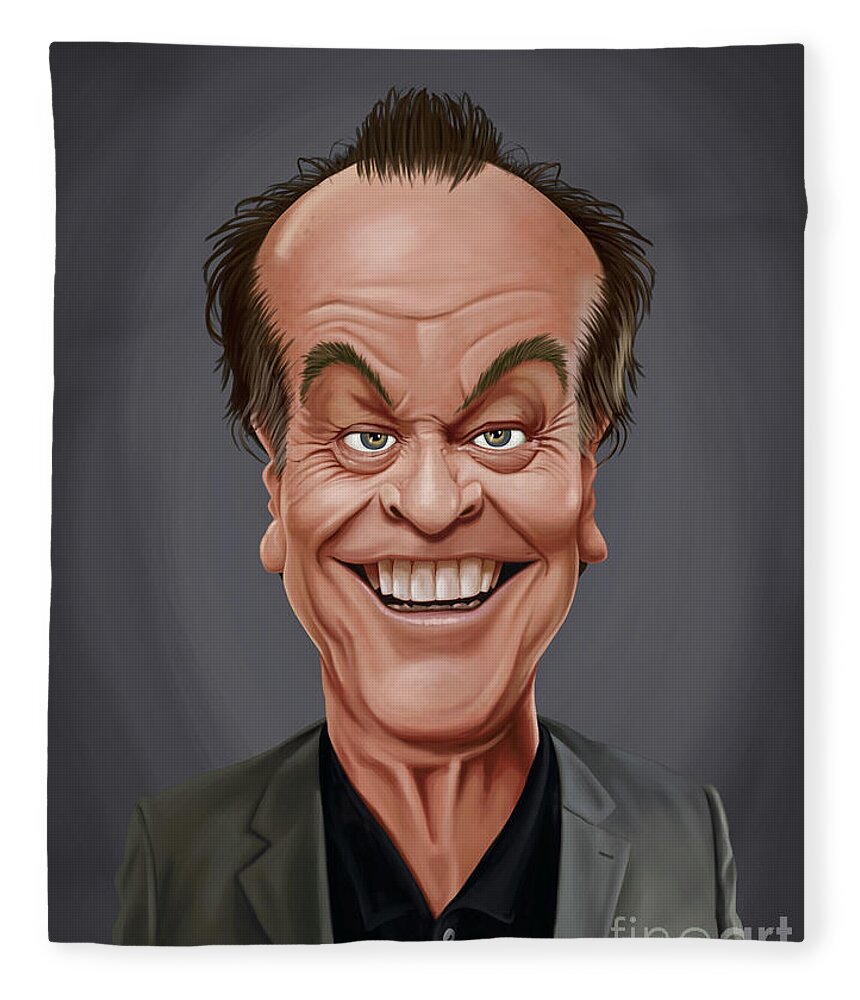 Illustration Fleece Blanket featuring the digital art Celebrity Sunday - Jack Nicholson by Rob Snow