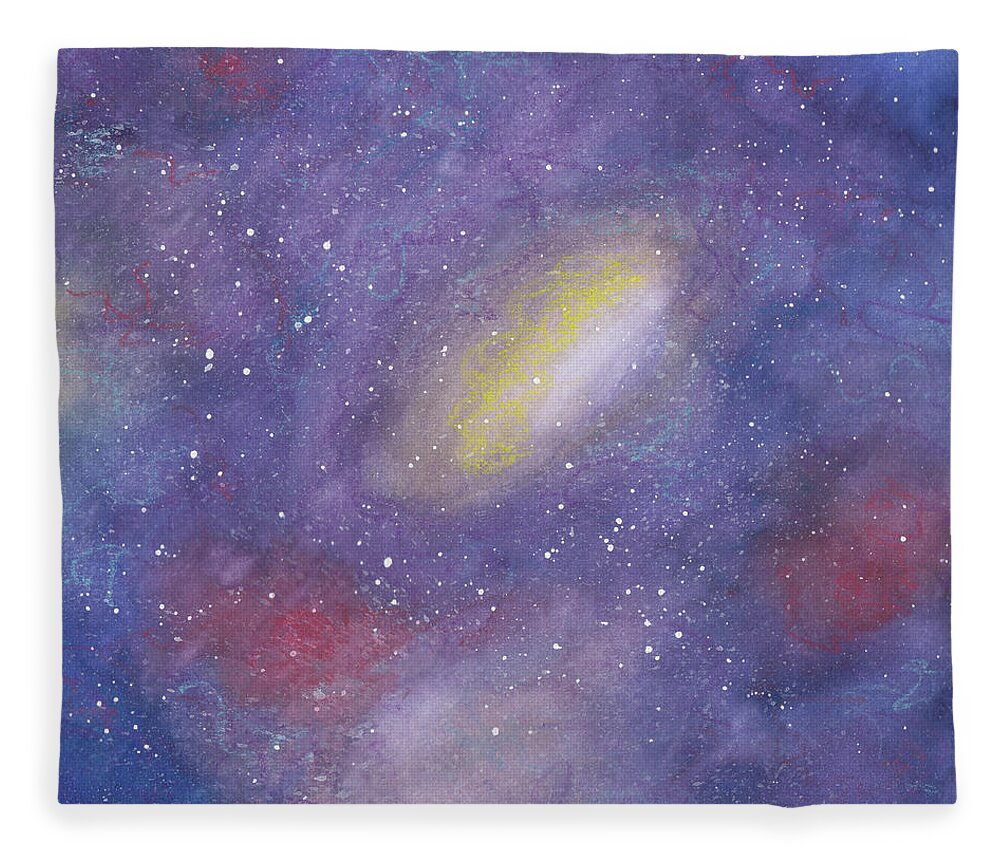 Celestial Fleece Blanket featuring the mixed media Celestial Sky by Anne Katzeff