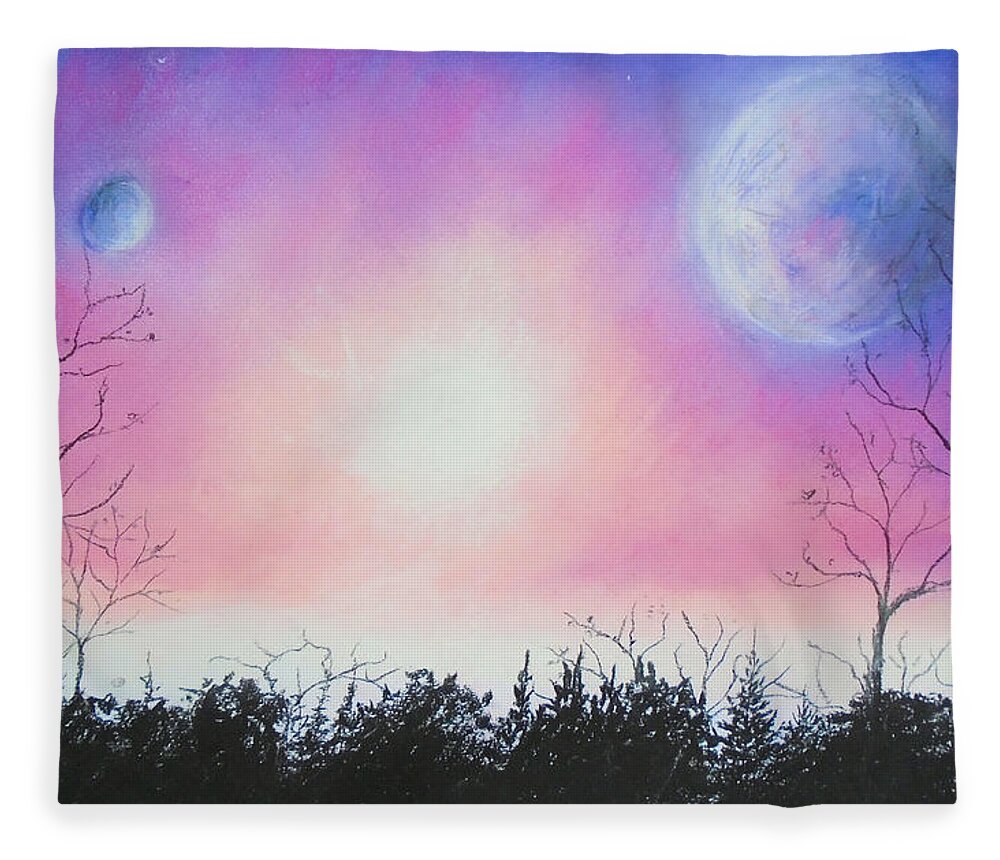 Celeste Fleece Blanket featuring the pastel Celestial Tiddings by Jen Shearer