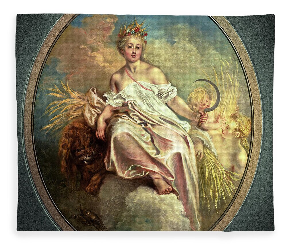 Ceres Fleece Blanket featuring the painting Ceres by Antoine Watteau Old Masters Reproduction by Rolando Burbon