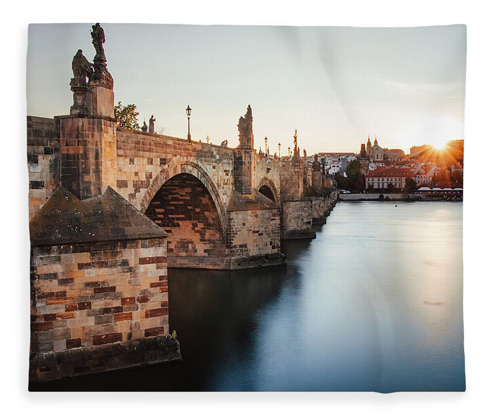 Castle Fleece Blanket featuring the photograph Charles bridge in Prague, czech republic. by Vaclav Sonnek