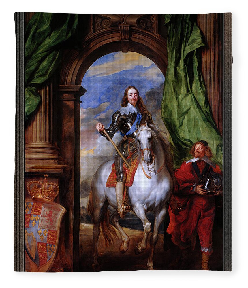 Charles I Fleece Blanket featuring the painting Charles I with M. de St Antoine by Anthony van Dyck by Rolando Burbon