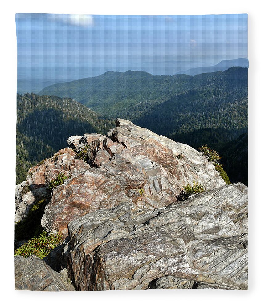 Smoky Mountains Fleece Blanket featuring the photograph Charlies Bunion 4 by Phil Perkins