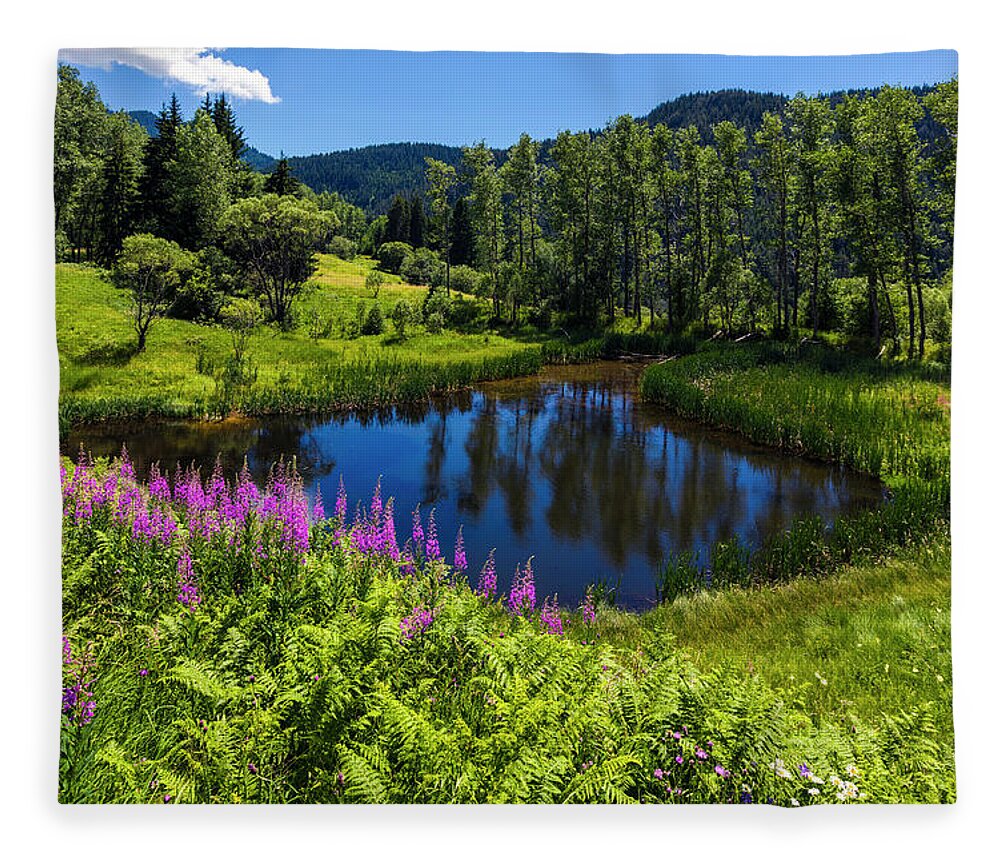 Bulgaria Fleece Blanket featuring the photograph Charming Lake by Evgeni Dinev