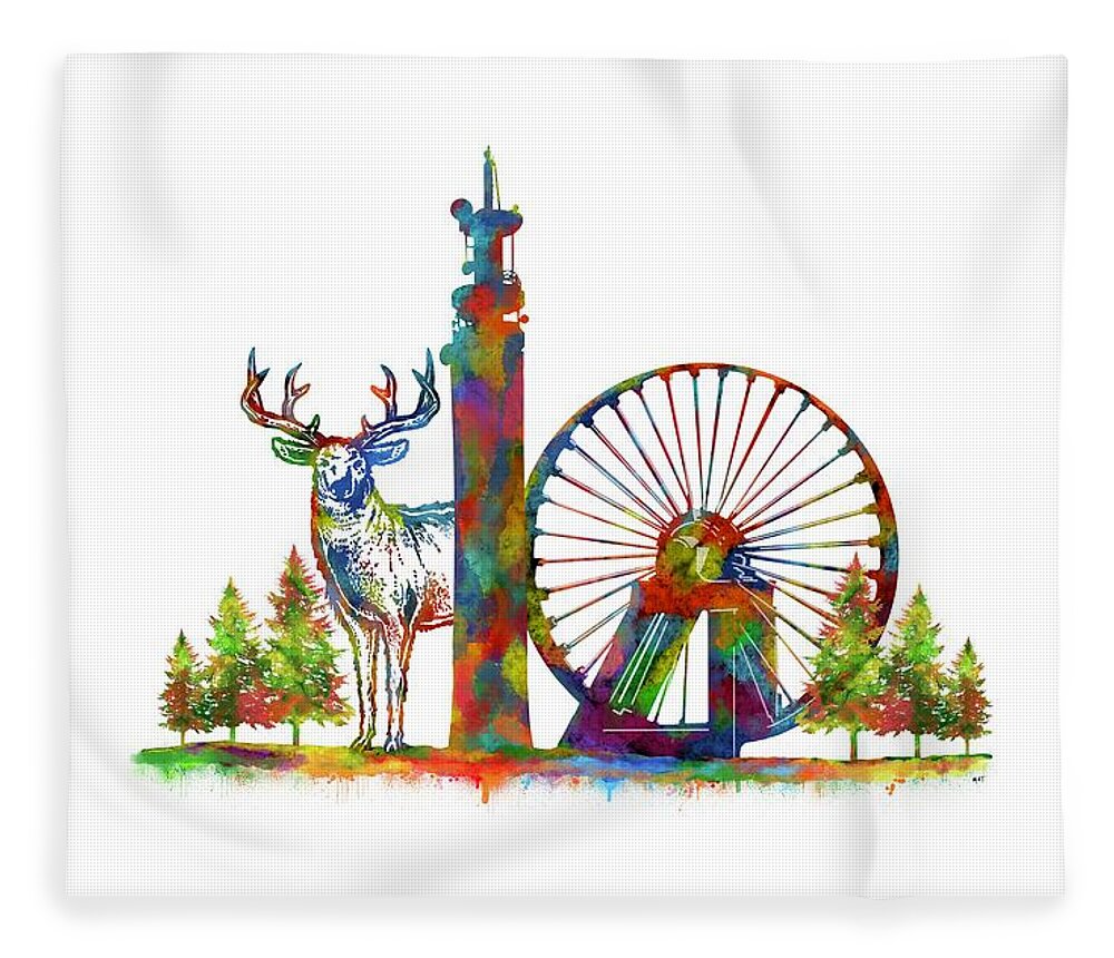 Cannock Chase Fleece Blanket featuring the painting Chase Industry and Nature by Mark Taylor