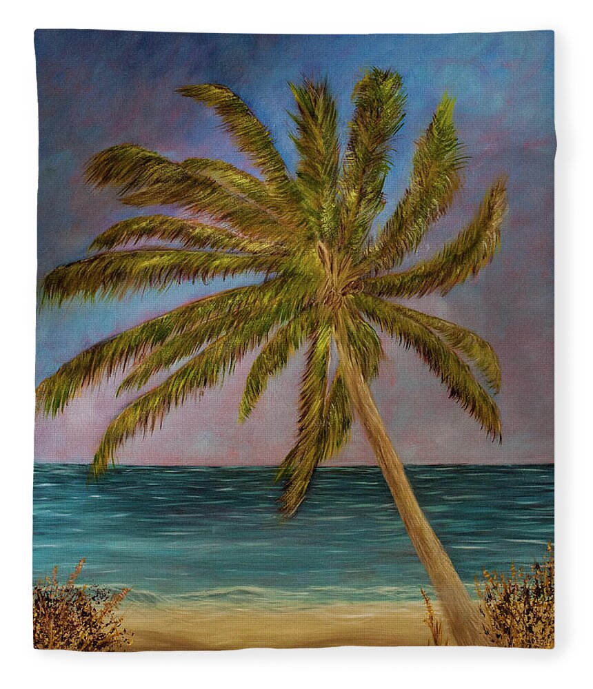 Palm Fleece Blanket featuring the painting Chasing Paradise by Randy Sylvia