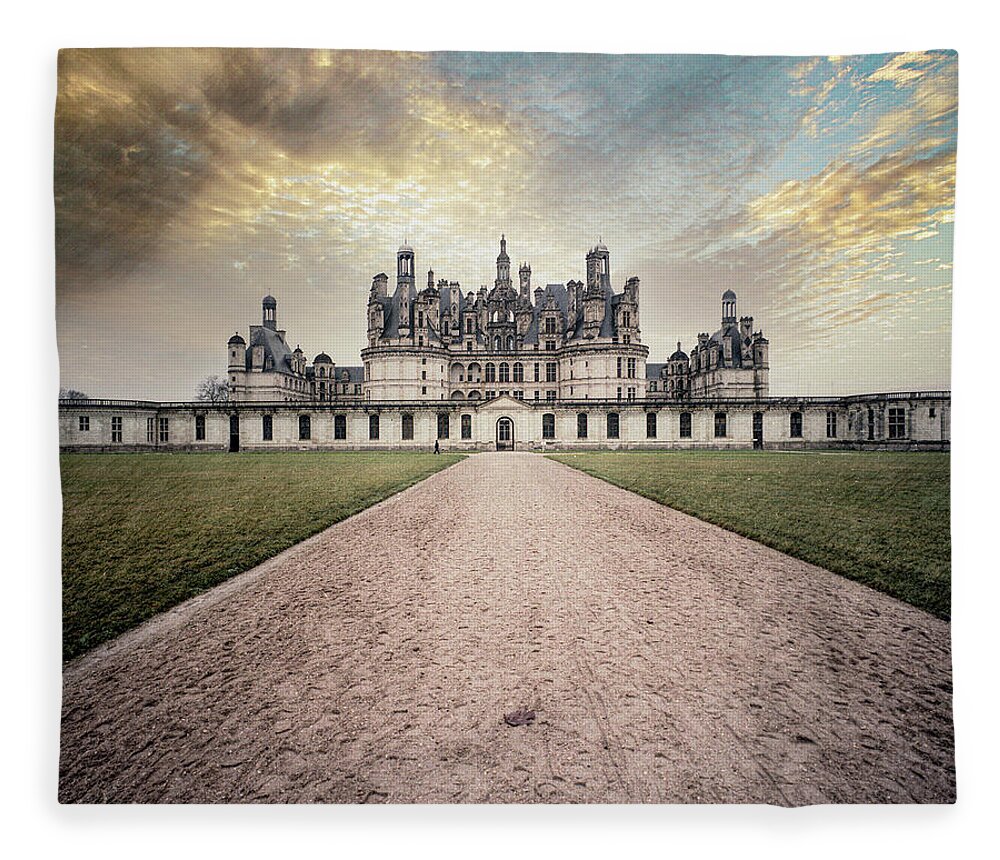 France Fleece Blanket featuring the photograph Chateau de Chambord by Jim Mathis