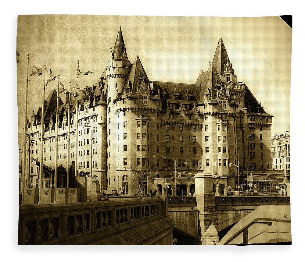 Ottawa Fleece Blanket featuring the photograph Chateau Laurier - A century of existence by Tatiana Travelways