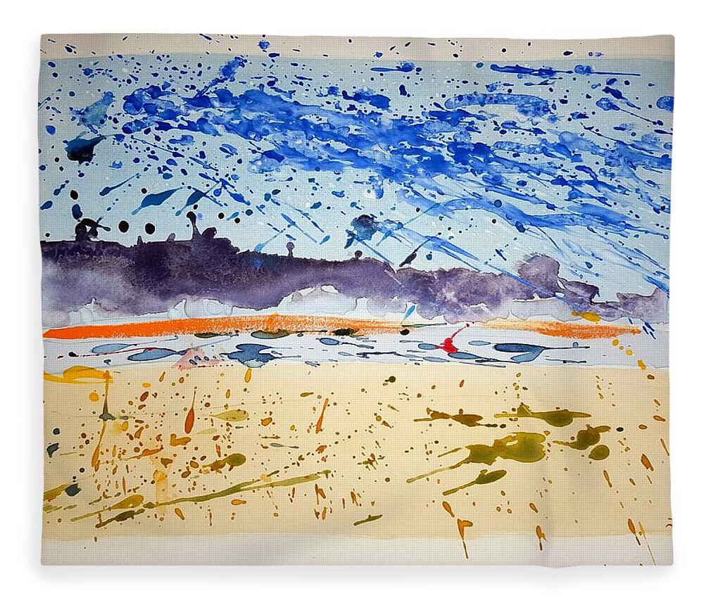 Watercolor Fleece Blanket featuring the painting Chatham Harbor by John Klobucher