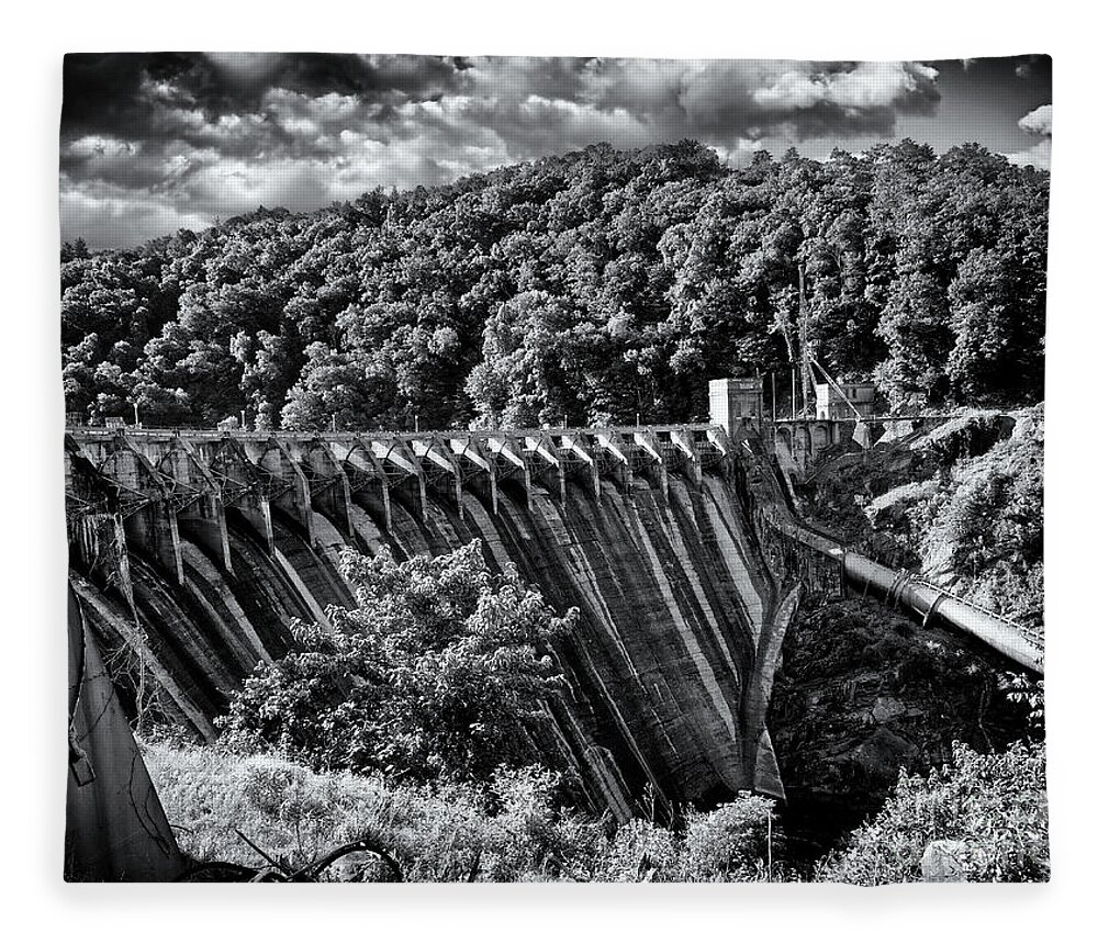 North Carolina Fleece Blanket featuring the photograph Cheoah River Dam 2 by Phil Perkins