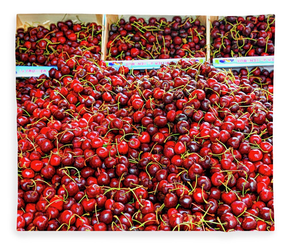 Cherry Fleece Blanket featuring the photograph Cherries by the Bucketful-Digital Art by Steve Templeton