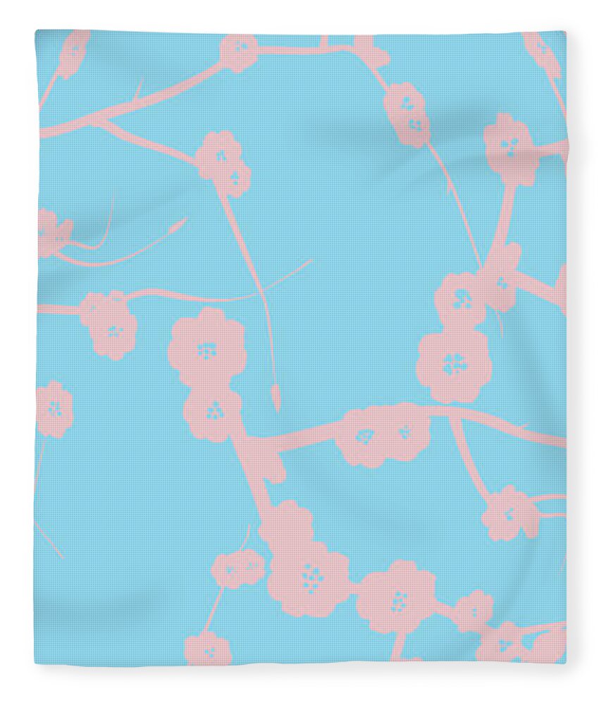 Easter Fleece Blanket featuring the mixed media Cherry Blossom Easter Egg by Moira Law