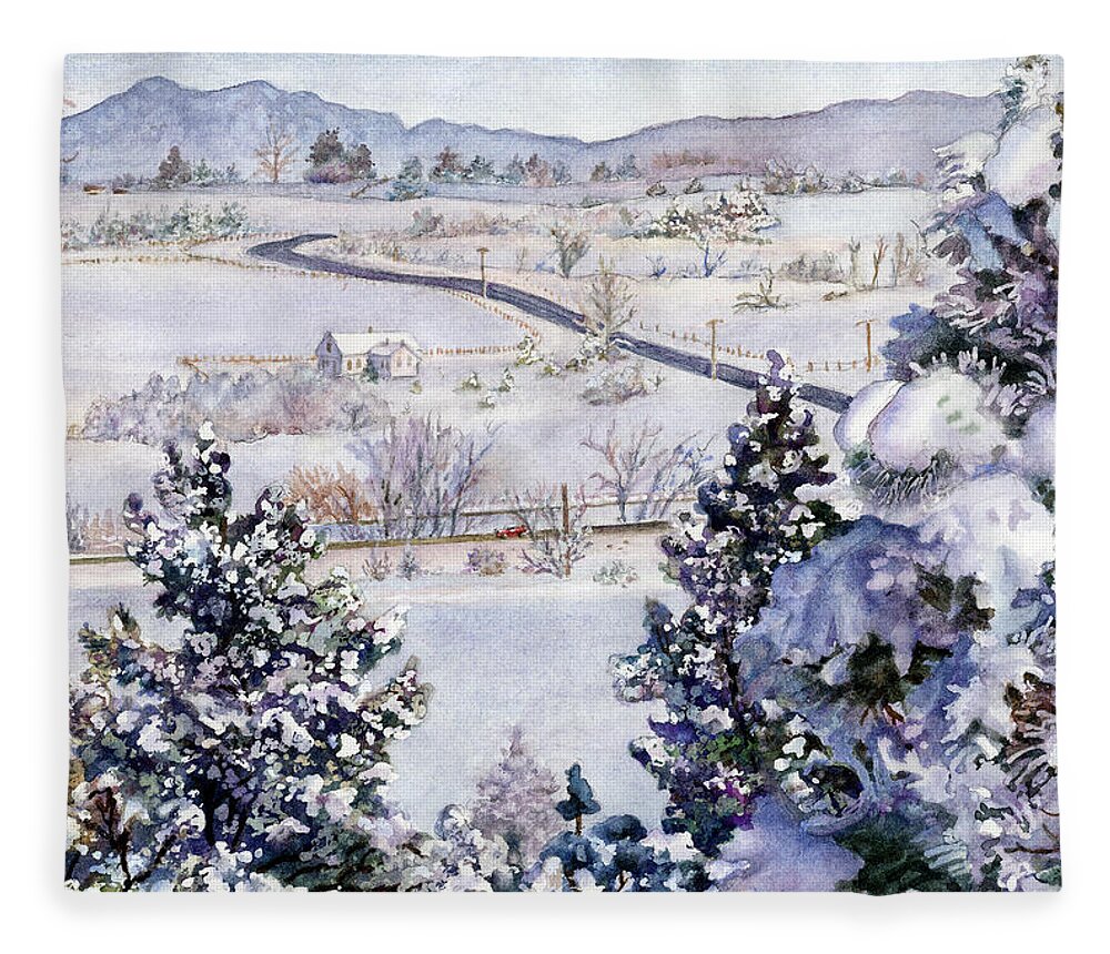 Winding Road Painting Fleece Blanket featuring the painting Cherryvale Road by Anne Gifford