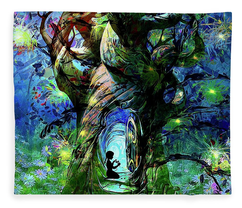 Childhood Dreams Fleece Blanket featuring the digital art Childhood Dreams by Laurie's Intuitive