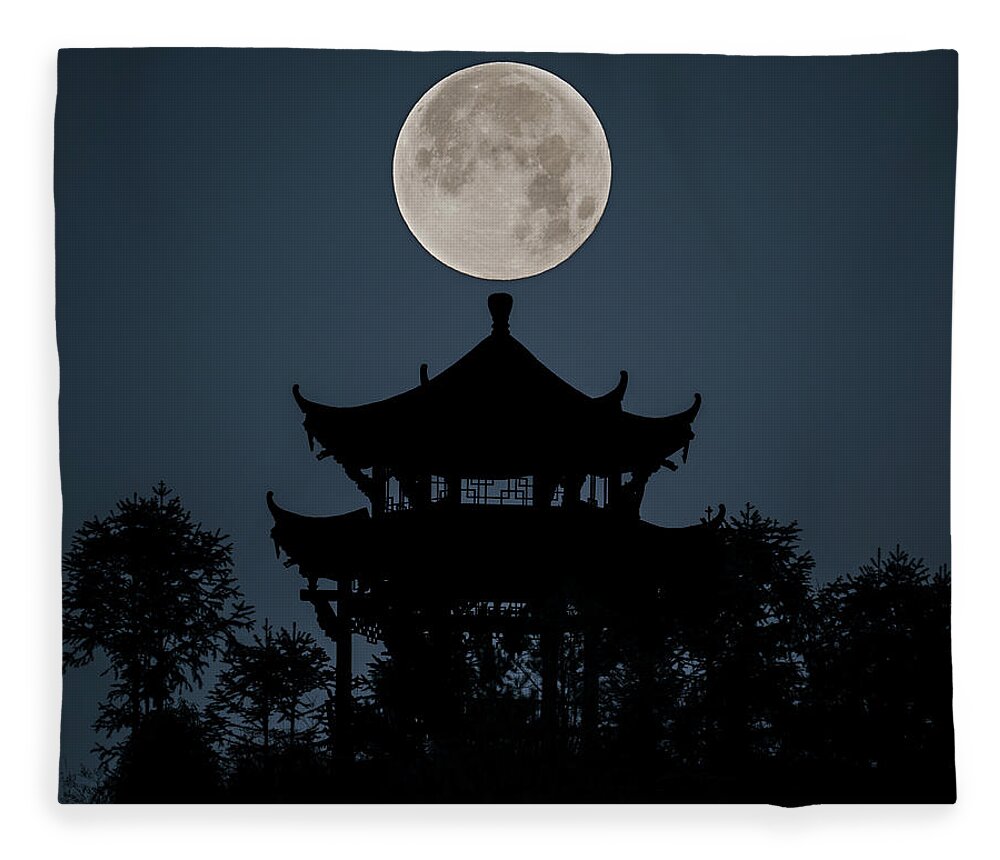 Moon Fleece Blanket featuring the photograph China Moon by William Dickman