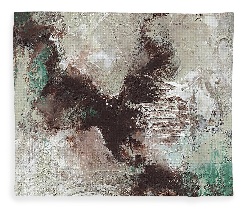 Abstract Fleece Blanket featuring the painting Chocolate Mint by Jai Johnson