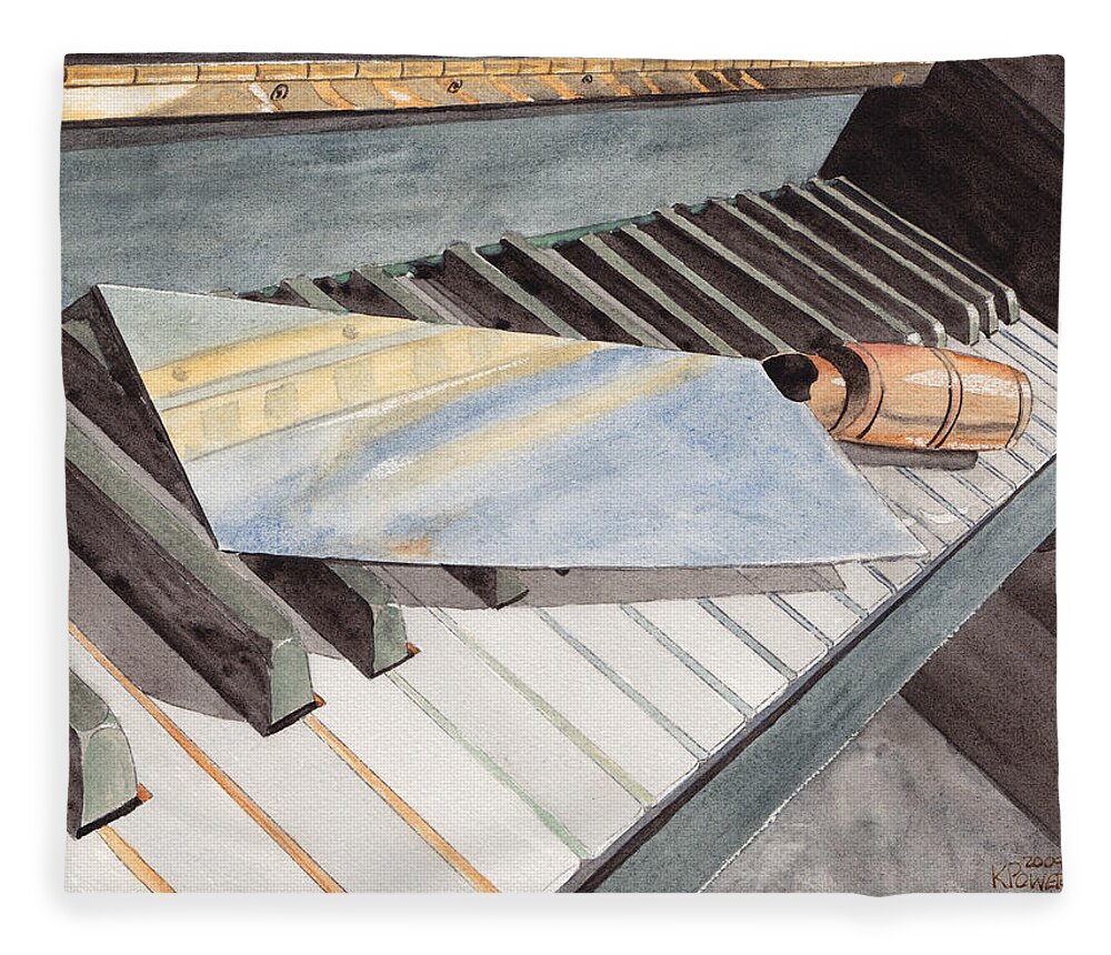 Piano Fleece Blanket featuring the painting Chopstix by Ken Powers