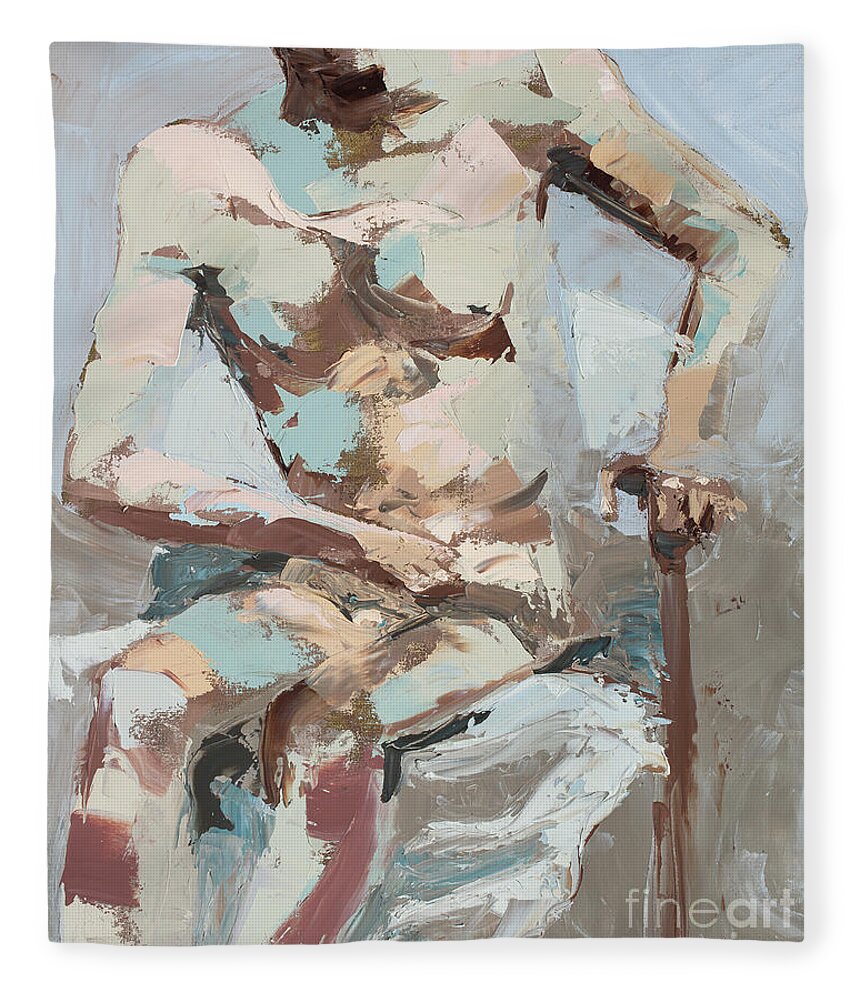 Impressionism Fleece Blanket featuring the painting Chris's Chair by PJ Kirk