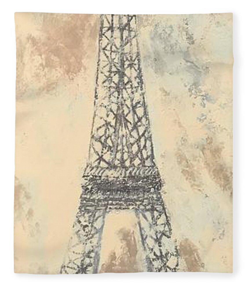 Eiffel Tower Fleece Blanket featuring the painting Christian's Paris by Torrie Smiley