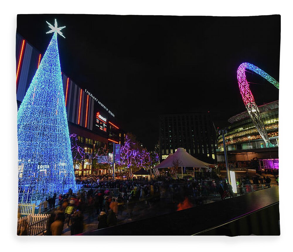 Wembley Fleece Blanket featuring the photograph Christmas at Wembley by Andrew Lalchan