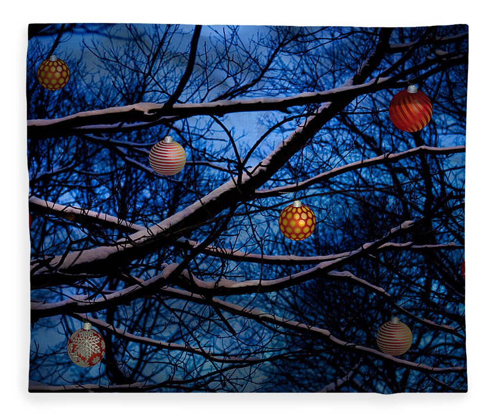 Christmas Fleece Blanket featuring the mixed media Christmas Dusk by Moira Law