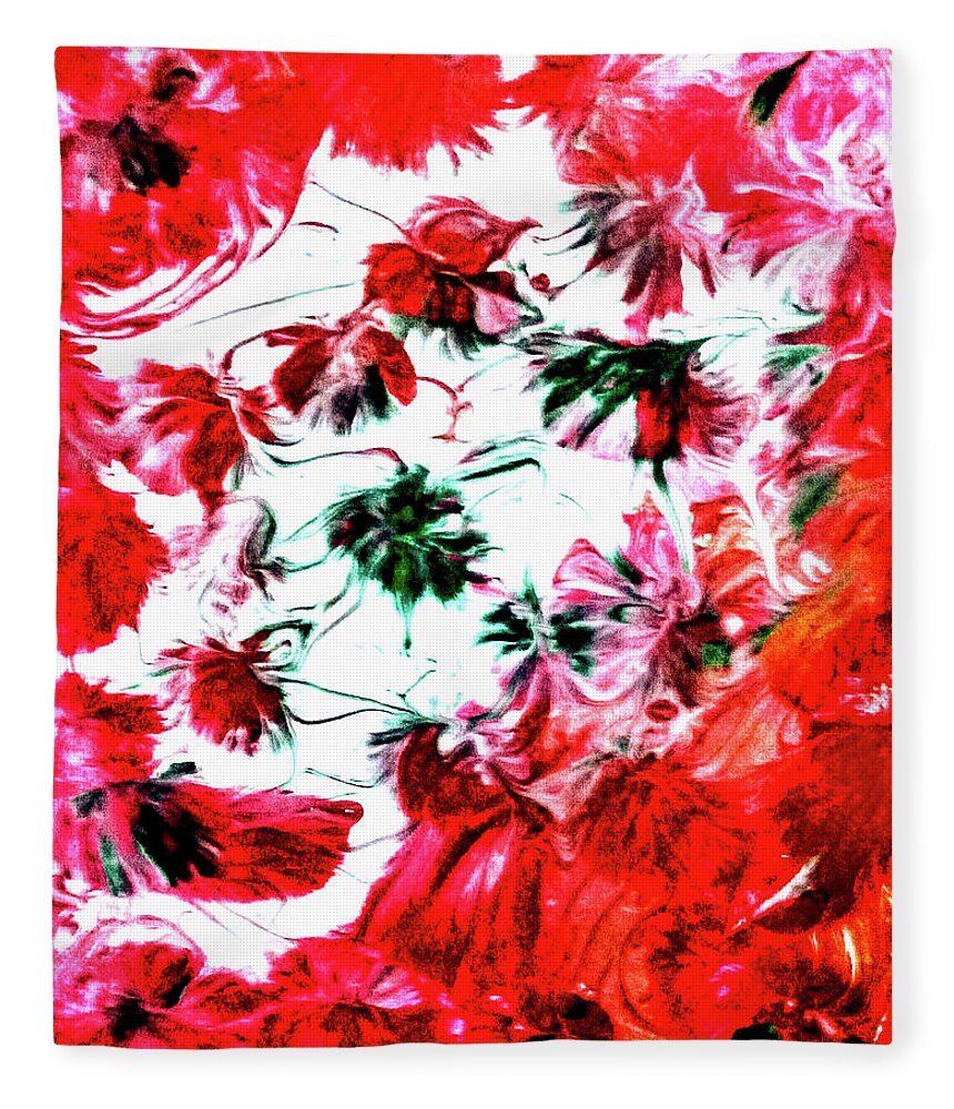 Christmas Fleece Blanket featuring the painting Christmas Floral by Anna Adams