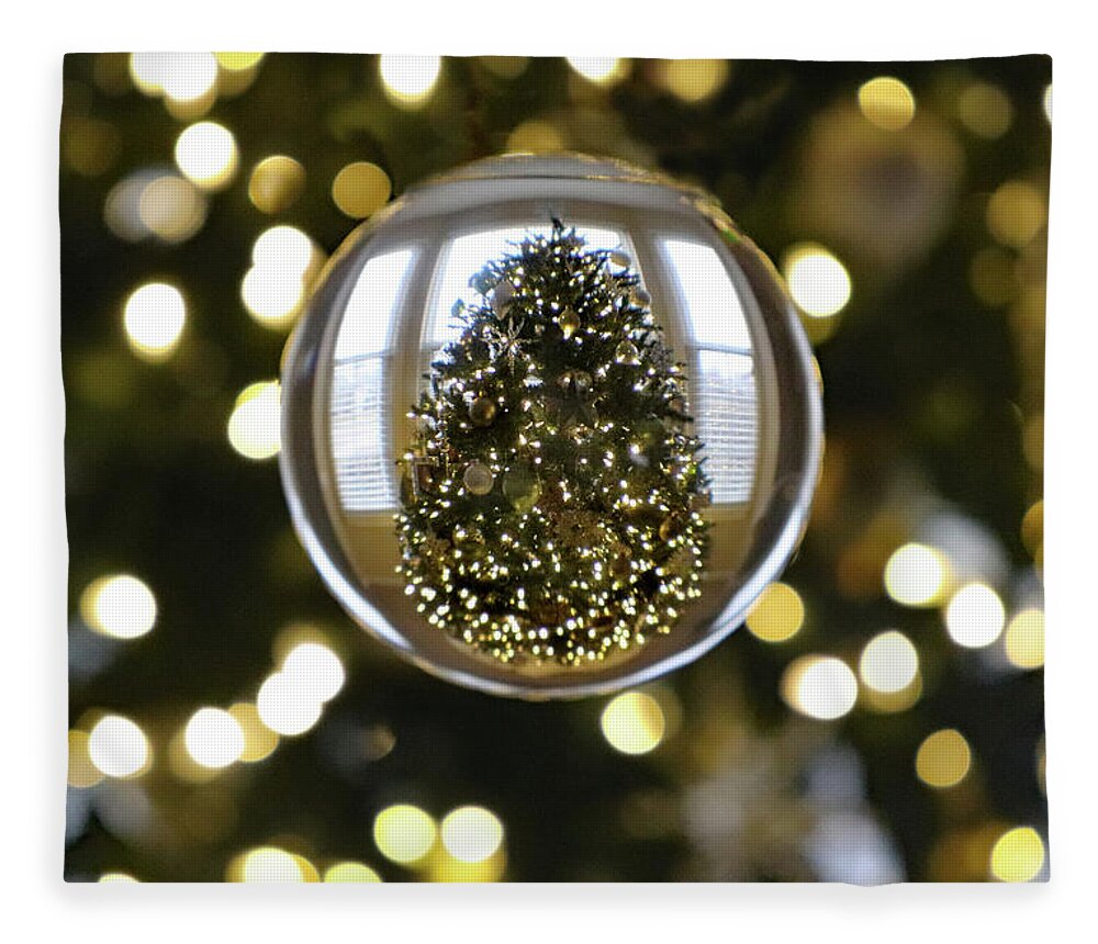 Christmas Tree Fleece Blanket featuring the photograph Christmas Tree in Lensball by David T Wilkinson