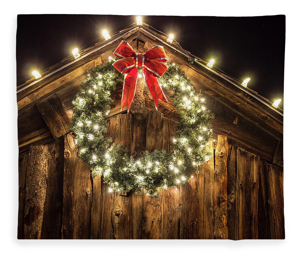 Christmas Fleece Blanket featuring the photograph Christmas Wreath by Chuck Rasco Photography