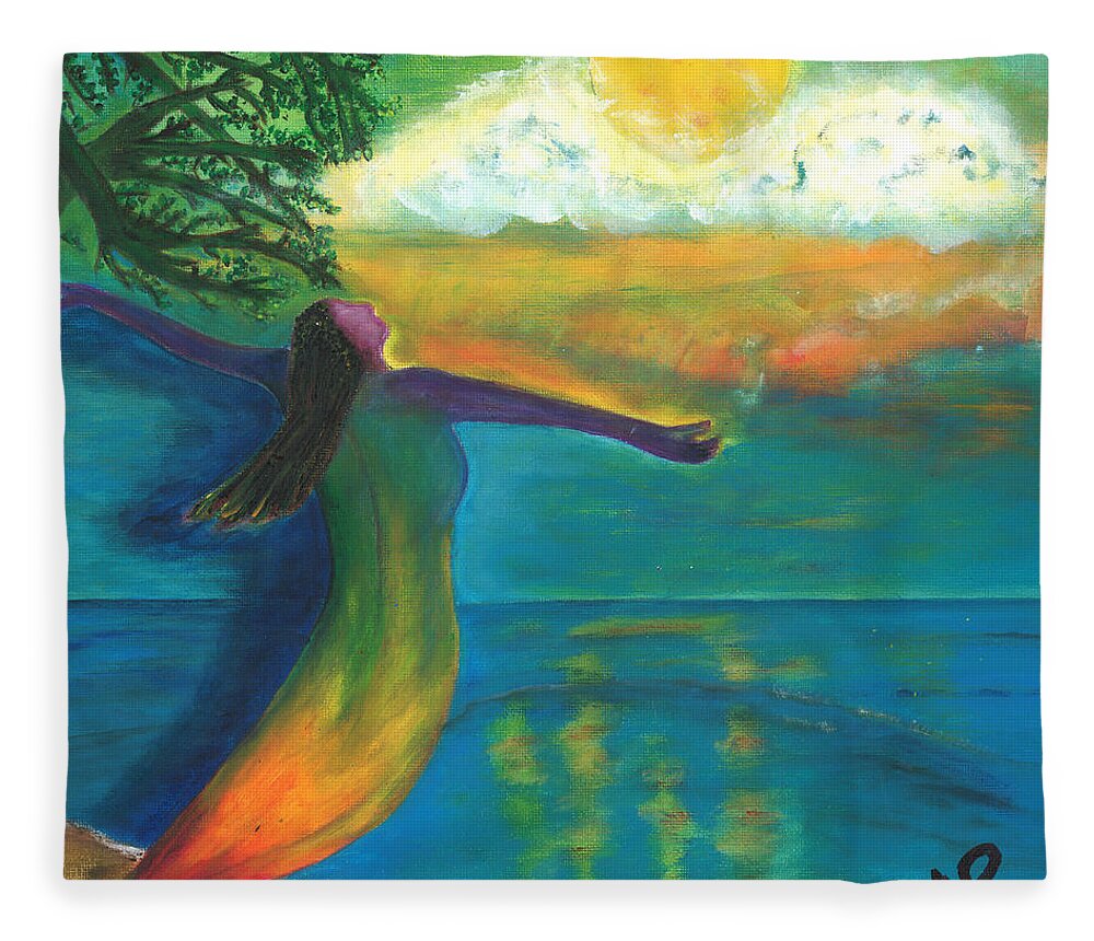 Awakening Fleece Blanket featuring the painting Chronicles of an Awakening Soul by Esoteric Gardens KN