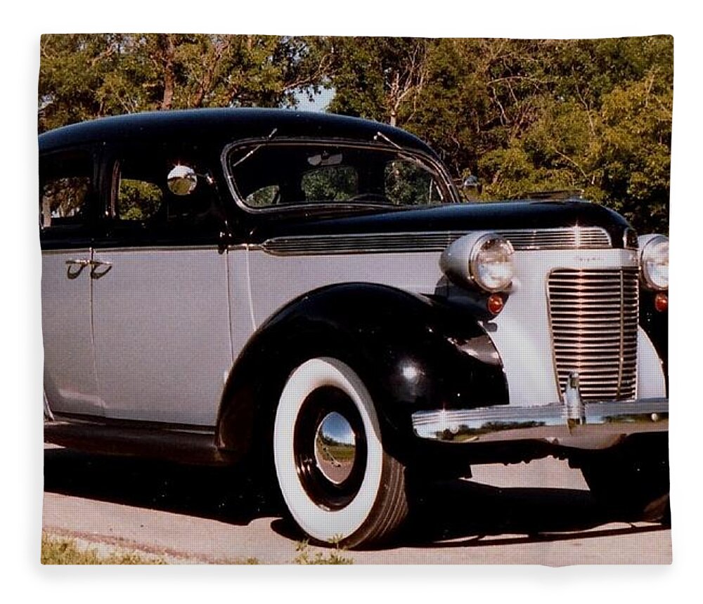 Car Fleece Blanket featuring the photograph Chrysler Royal 1937 by Louise Adams