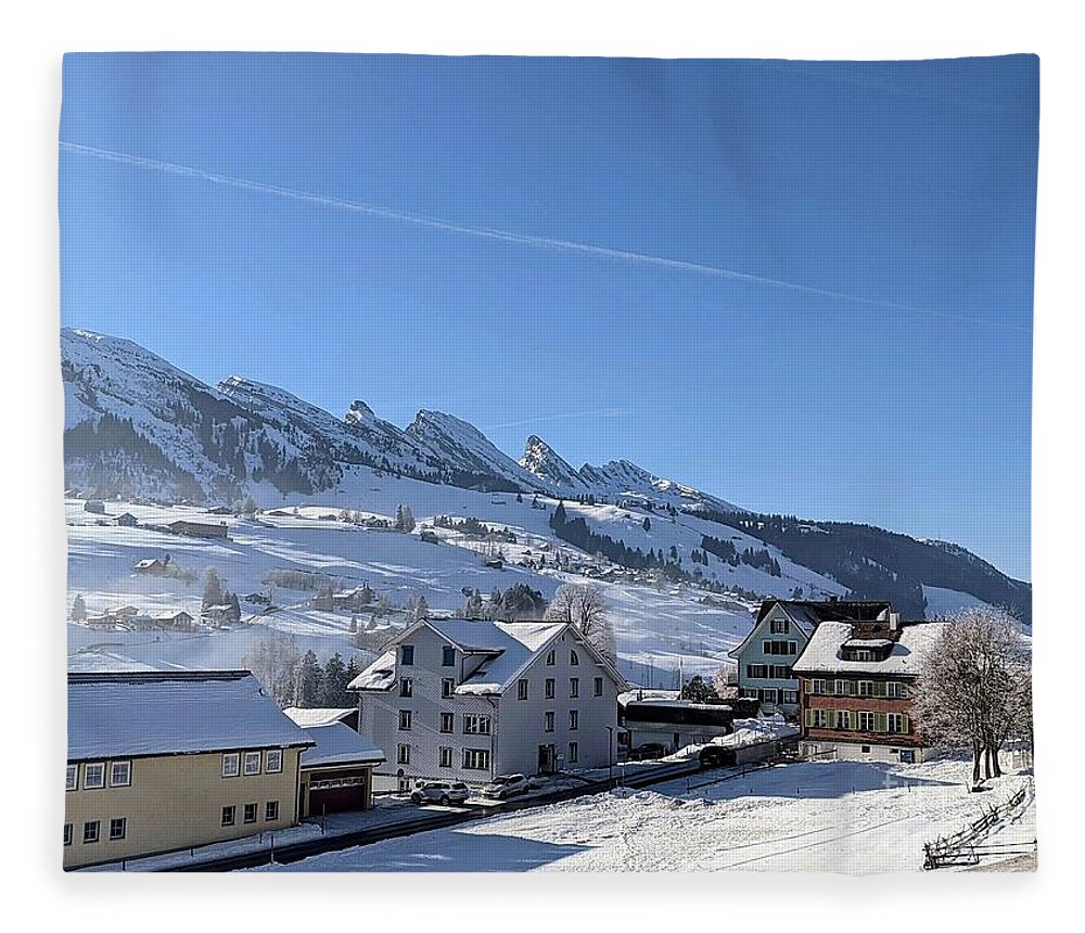 Churfirsten Fleece Blanket featuring the photograph CHURFIRSTEN Switzerland #1 by Claudia Zahnd-Prezioso