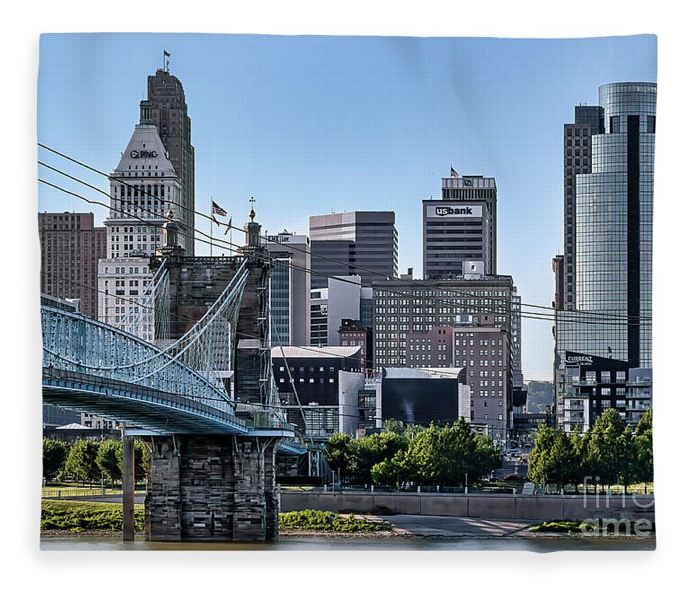 Cincinnati Fleece Blanket featuring the photograph Cincinnati by Day by Shelia Hunt