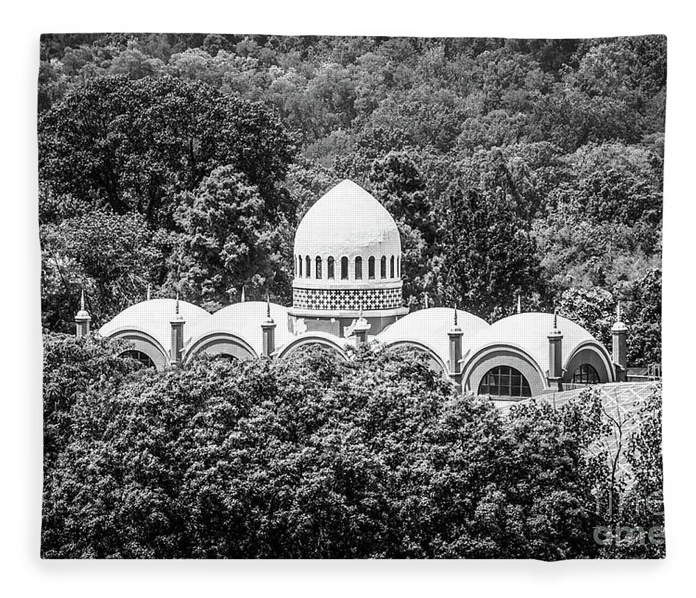 2012 Fleece Blanket featuring the photograph Cincinnati Zoo Elephant House Black and White Picture by Paul Velgos