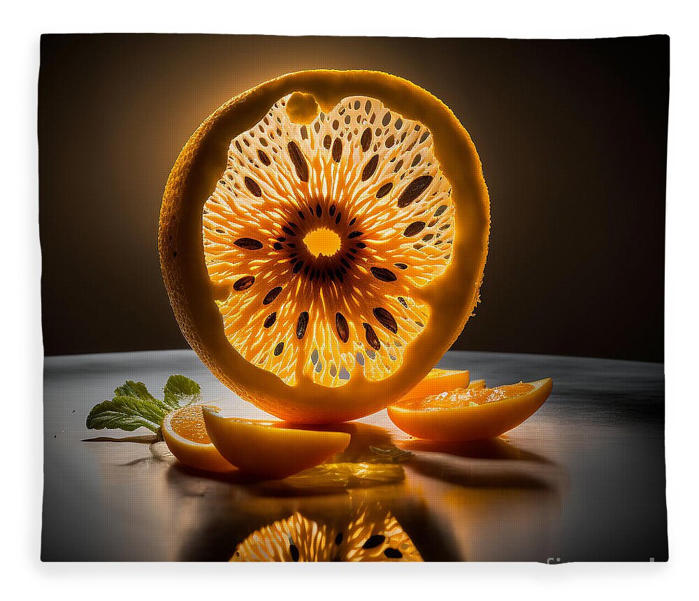  Fleece Blanket featuring the digital art Citrus Sun I by Jay Schankman