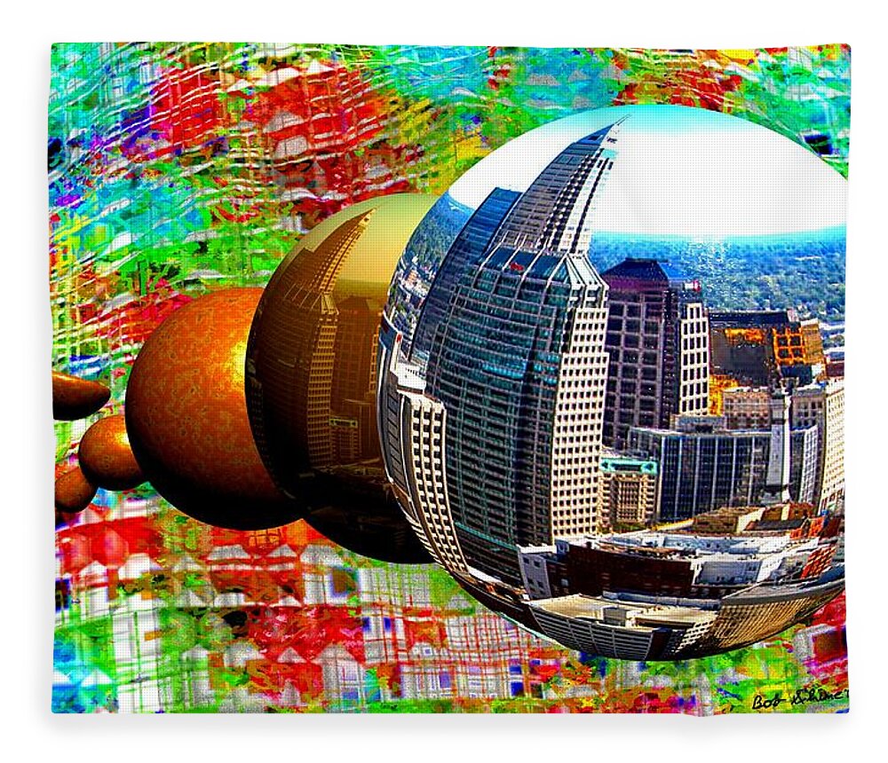 Digital City Urban Surreal Abstract Fleece Blanket featuring the digital art City by Bob Shimer